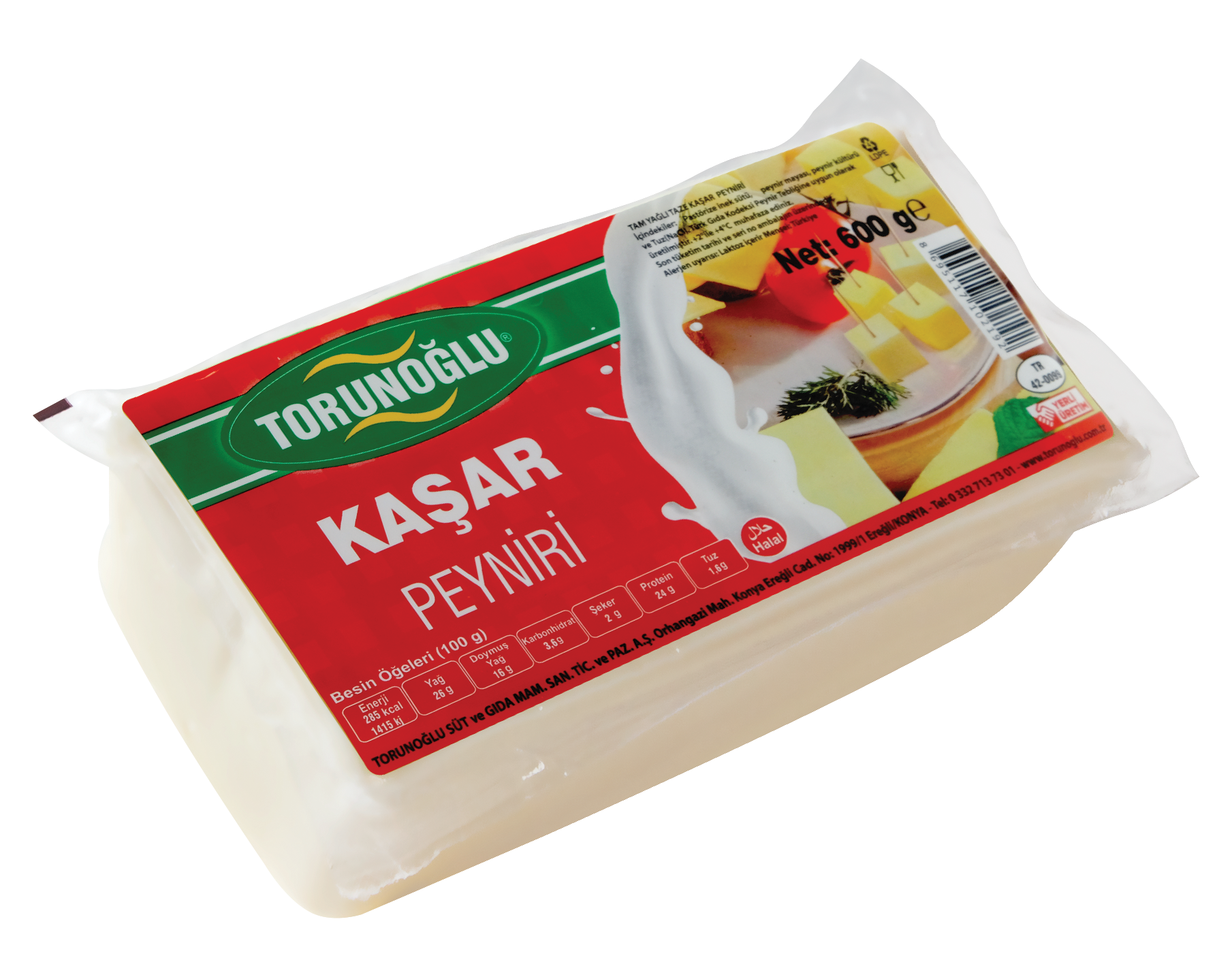 TORUNOĞLU 600 GR KAŞAR PEYNİRİ