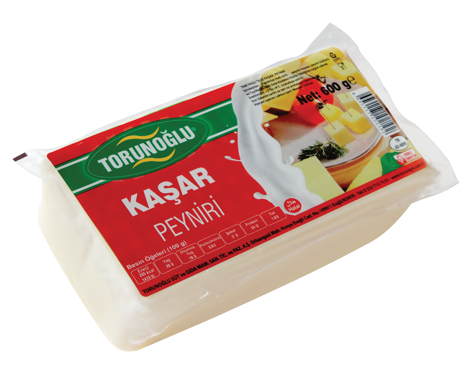 TORUNOĞLU 600 GR KAŞAR PEYNİRİ